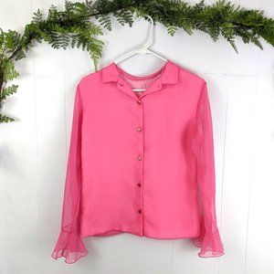 Vintage 60s pink blouse with translucent sleeves